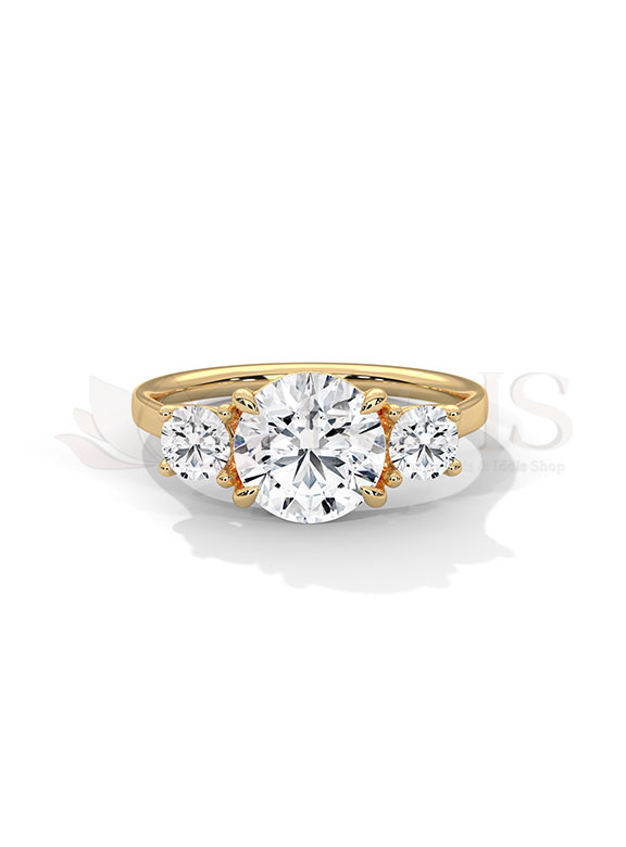 Classic Round Brilliant Three Stone Diamond Engagement Ring